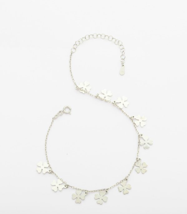 Dazzling Loop Of Blooming Flowers Anklet (Silver) Online Sale