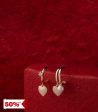 Distinctive Golden Color Hearts And Pearls Earrings (Brass) Supply