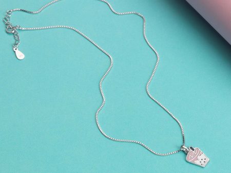 Boba Tea Necklace (Silver) Discount