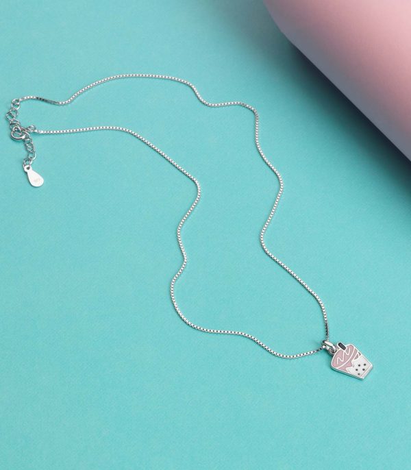 Boba Tea Necklace (Silver) Discount