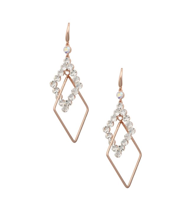 Crystal Diamond Shape Earring (Brass) Sale