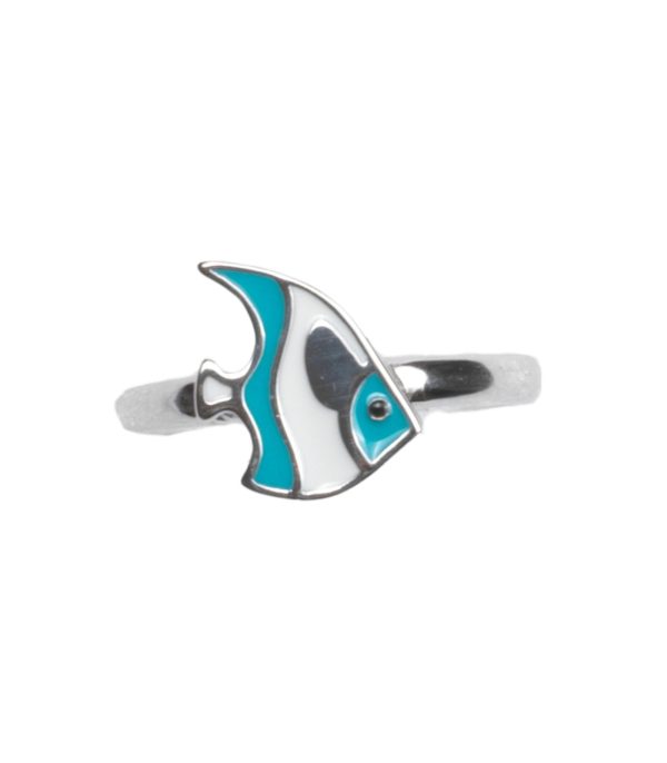 Blue Fish Finger Ring (Silver) Discount