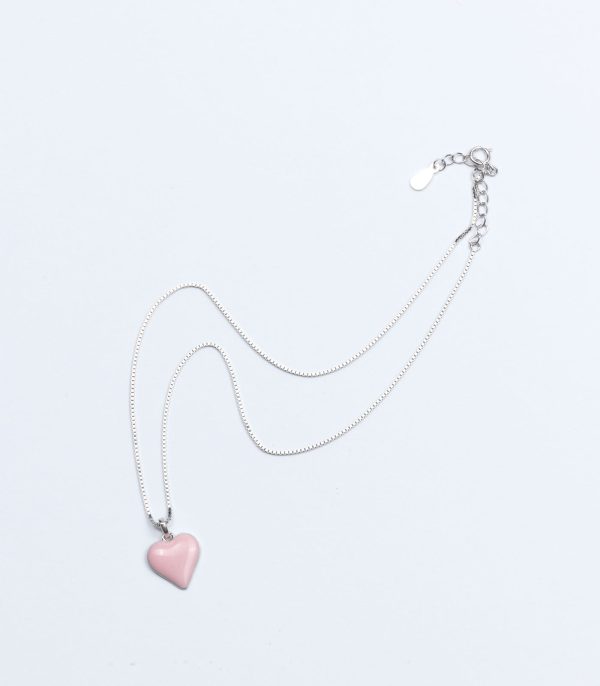 Pink Heart Necklace (Silver) Sale