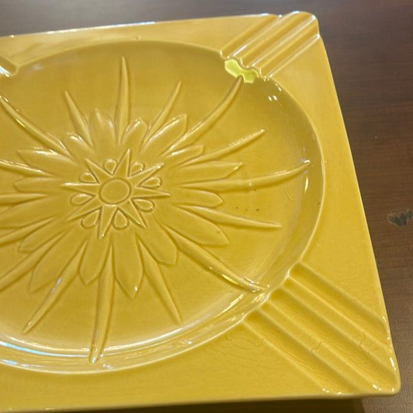 Vintage Square Ashtray in Yellow 10  Bohemian Mid Century Modern Boho MCM on Sale