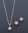 Silver Flowers Of Shiny Gemstones Pendant Set (Silver) on Sale