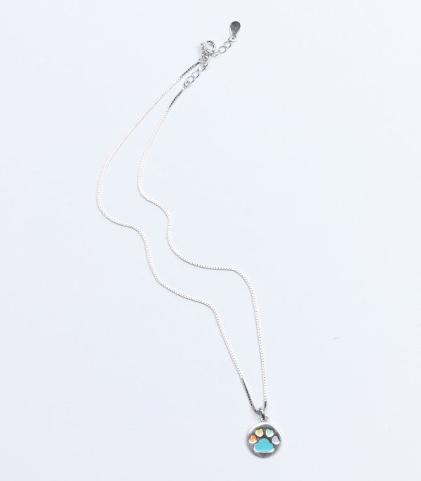 Coloured Paw Necklace (Silver) Online