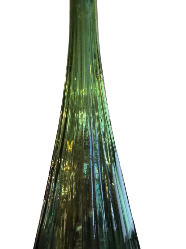 Vintage Green Flaired Empoli Italy Glass 25  Genie Bottle Mid Century Modern Online Sale