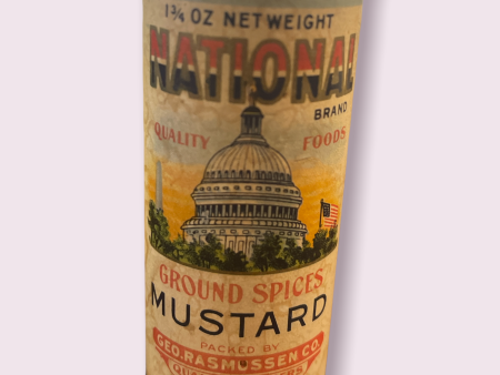 Vintage National Mustard Spice Round Tin Geo Rasmussen Co. Chicago Des Moines Online