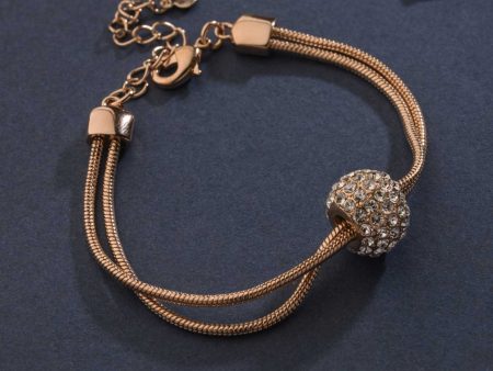 Elegant Golden Color knot Of Shiny Stone Bracelet (Brass) For Cheap