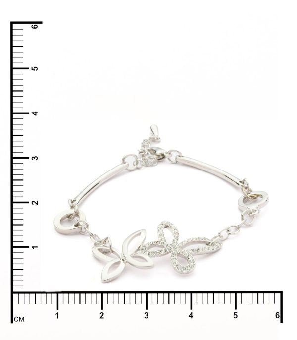 Glitzy Loop Of Silver Color Butterflies Bracelet (Brass) Supply