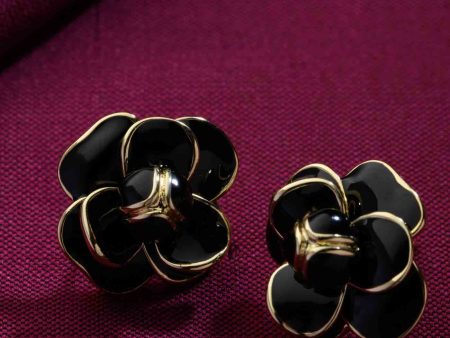 Black Rose Earrings (Brass) Sale