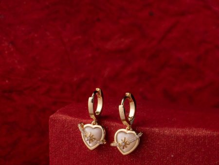 Blond White Heart Earrings (Brass) Online Sale