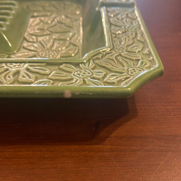 Vintage Square Ashtray in Green 10  Bohemian Mid Century Modern Boho MCM For Sale