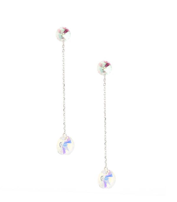 Dangling Crystals Earrings (Silver) Online now