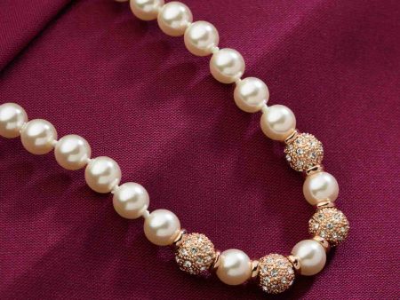 Classic Single Layer Pearl Necklace (Brass) Sale