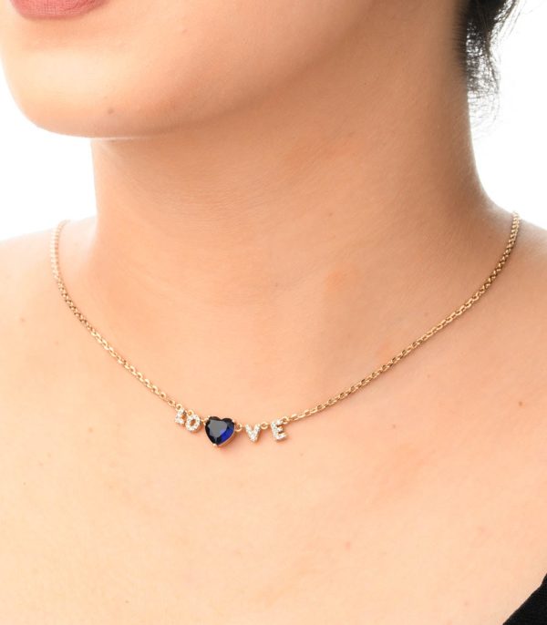 Blue Love Necklace (Brass) Cheap