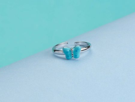 Coloured Butterflies Finger Ring (Silver) Online