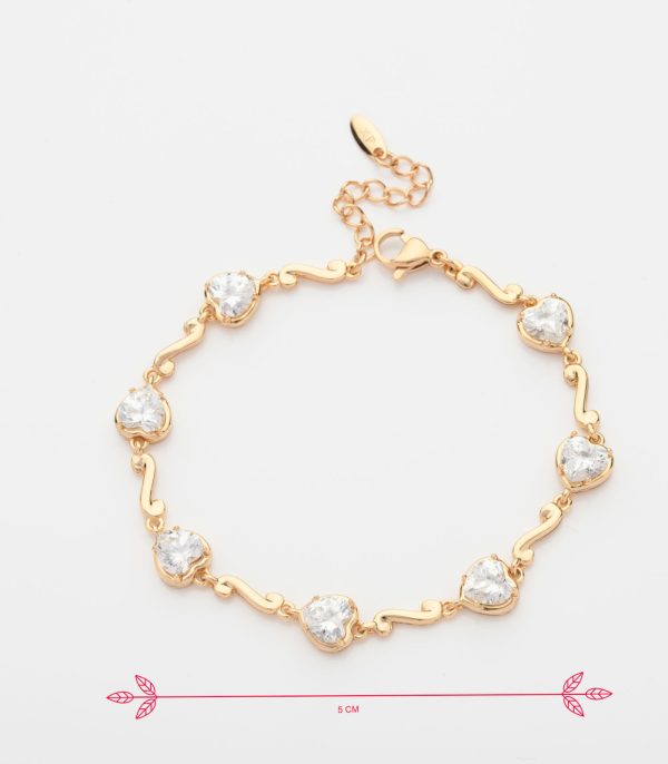 Clear Heart Bracelet (Brass) Online now