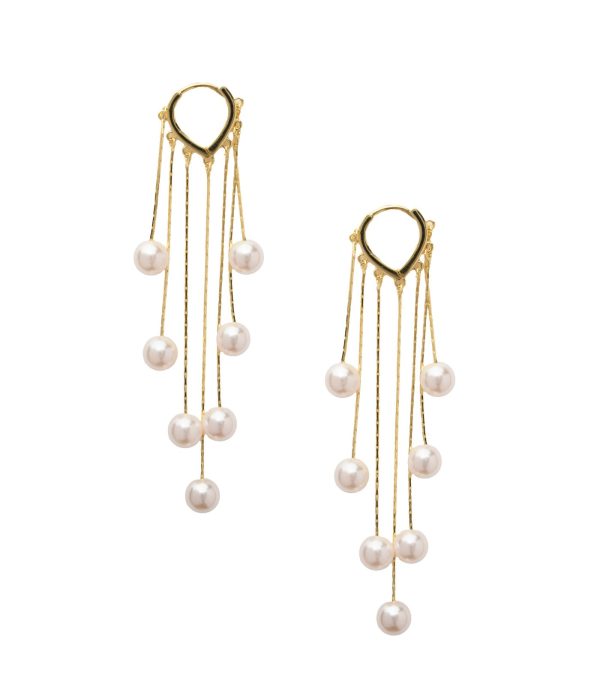 Dangling Pearls Earrings (Brass) Online