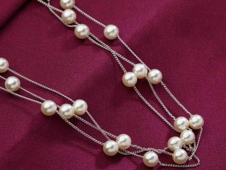 Classic Multi- pearl Necklace (Brass) on Sale