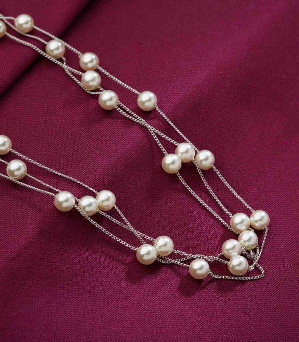 Classic Multi- pearl Necklace (Brass) on Sale