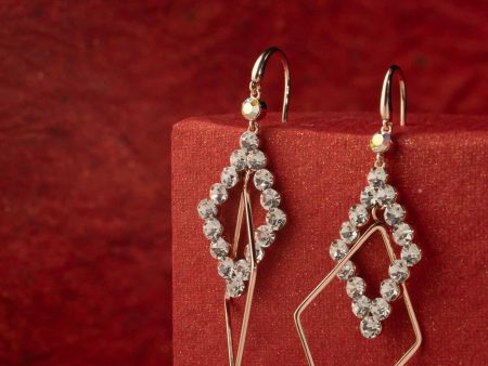 Crystal Diamond Shape Earring (Brass) Sale