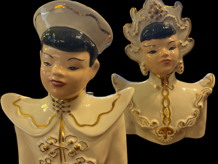 Vintage Early Chinese Boy Girl Porcelain Figurines from Florence Ceramics California Supply