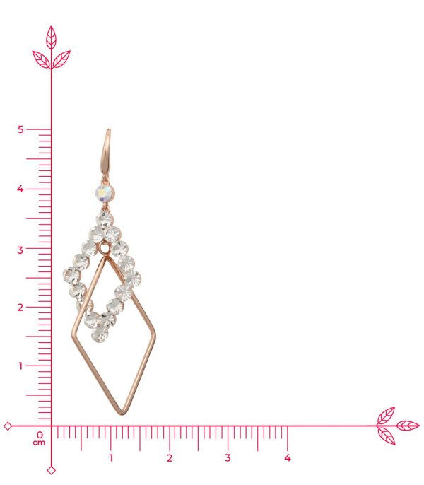 Crystal Diamond Shape Earring (Brass) Sale