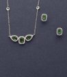 Contemporary Crystal Green Necklace Set (Brass) Sale