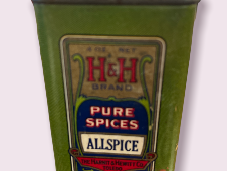 Vintage H&H Pure Spices Large AllSpice Tin Harnit and Hewitt Co Toledo OH 4oz Online now