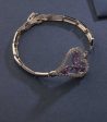 Decent Silver Color Bricks Of Purple Stone Bracelet (Brass) For Sale