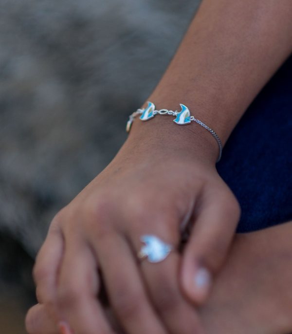 Blue Fish Bracelet (Silver) For Sale