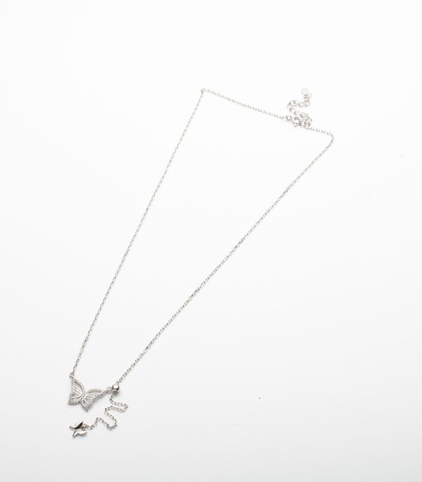 Butterfly Necklace (Silver) For Discount