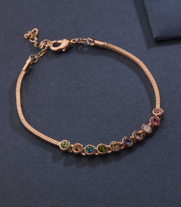 Textured Color Stones On Handmade Bracelet  (Brass) Online Hot Sale