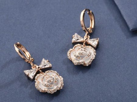 Decent Falling Golden Color Roses Earrings (Brass) Cheap