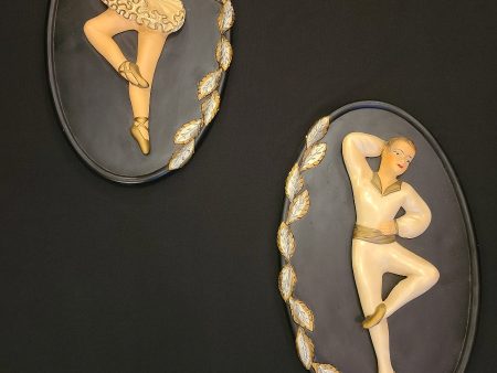 Vintage Chalkware Wall Art   Plaques  20x12 each Online