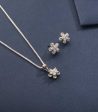 Silver Flowers Of Shiny Gemstones Pendant Set (Silver) on Sale