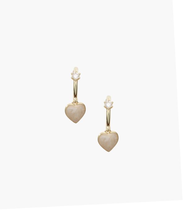 Distinctive Golden Color Hearts And Pearls Earrings (Brass) Supply