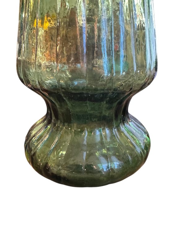 Vintage Green Flaired Empoli Italy Glass 25  Genie Bottle Mid Century Modern Online Sale