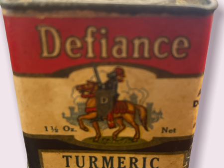 Vintage Spice Tin Defiance Turmeric Associated Food Dist. Co. Coldwater MI Supply