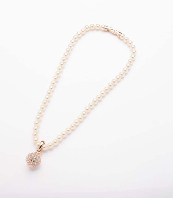 Disco Ball on Pearl Necklace (Brass) Online