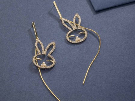 Cutesy Bunny Earrings (Brass) For Sale