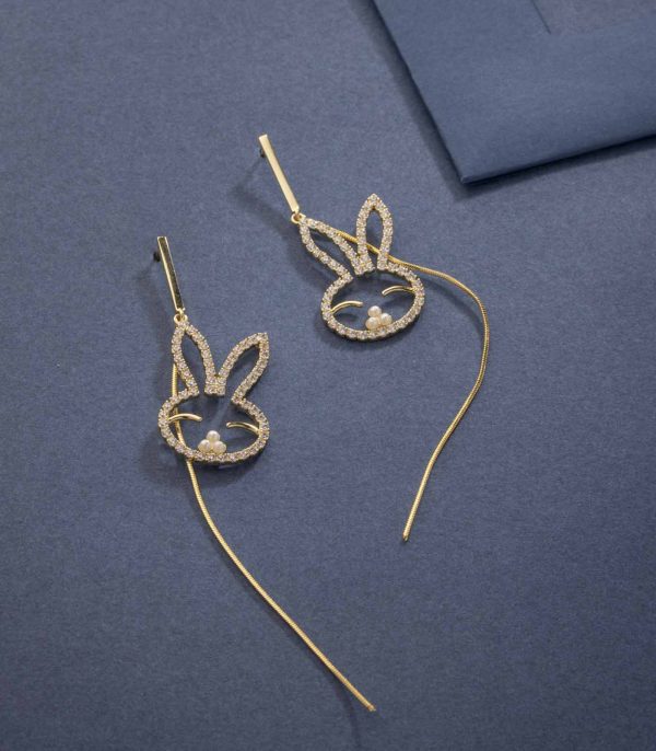 Cutesy Bunny Earrings (Brass) For Sale