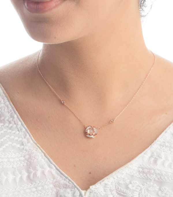 Double Rosette Necklace (Silver) Sale