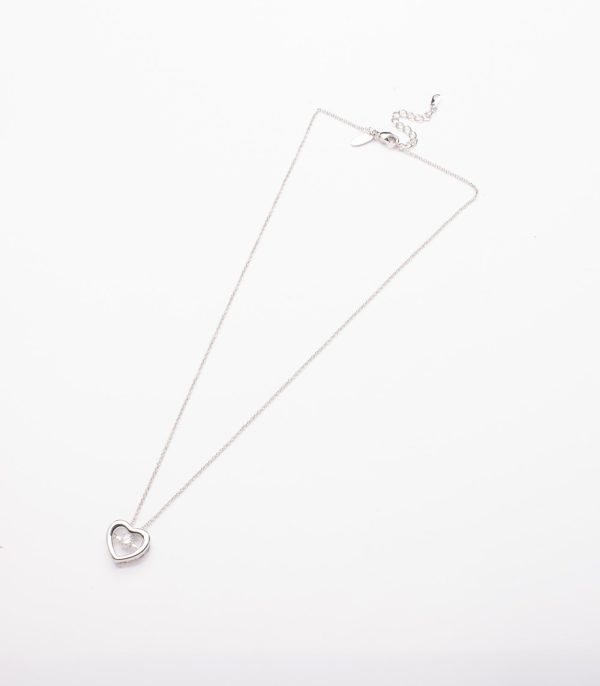 Crystal in Heart Necklace (Brass) Online Hot Sale