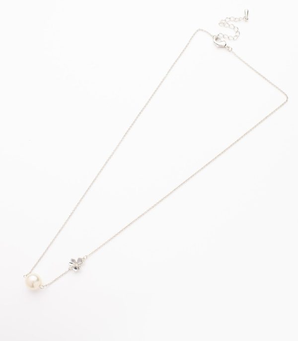 Cute Pearl-Flora Necklace (Brass) For Cheap