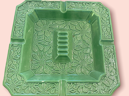 Vintage Square Ashtray in Green 10  Bohemian Mid Century Modern Boho MCM For Sale