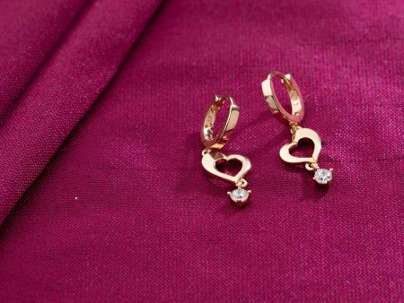 Dangling Heart Earrings (Brass) For Sale