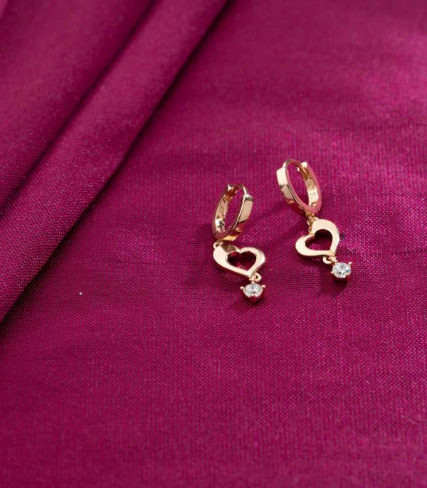 Dangling Heart Earrings (Brass) For Sale