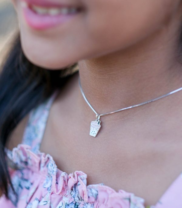 Boba Tea Necklace (Silver) Discount